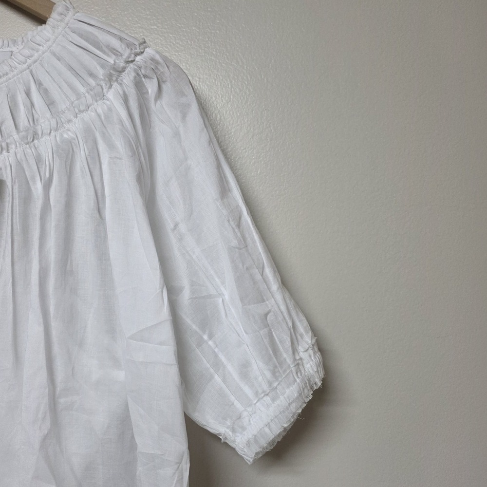Merlette Menton Womens White 2 Piece Lightweight Ruffle Yoke Top Size M Cotton - Picture 2 of 8